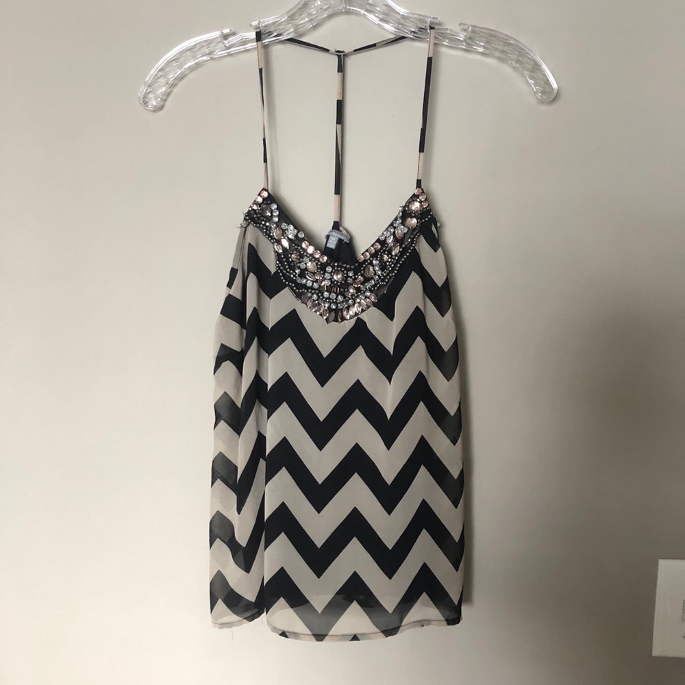 Charlotte Russe Bejeweled Chevron Tank Medium